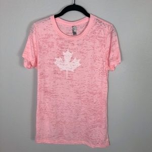 Oh Canada Hot Pink Maple Leaf Graphic Tee Shirt